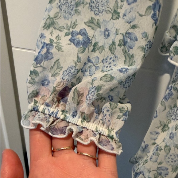 Ultra Flirt Light Blue Floral Tiered Mini Dress - Picture 4 of 6